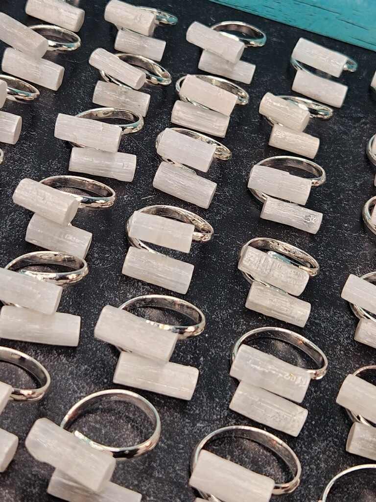 Sweet and Spirited Selenite Adjustable Rings - Success