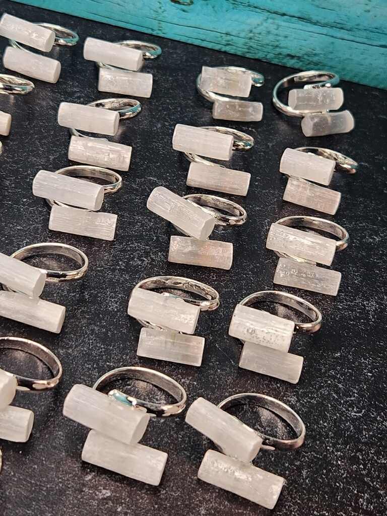 Sweet and Spirited Selenite Adjustable Rings - Success
