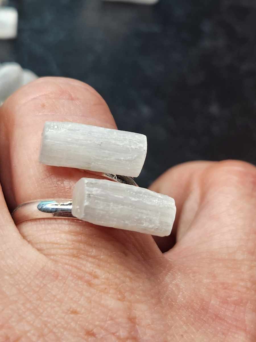 Sweet and Spirited Selenite Adjustable Rings - Success