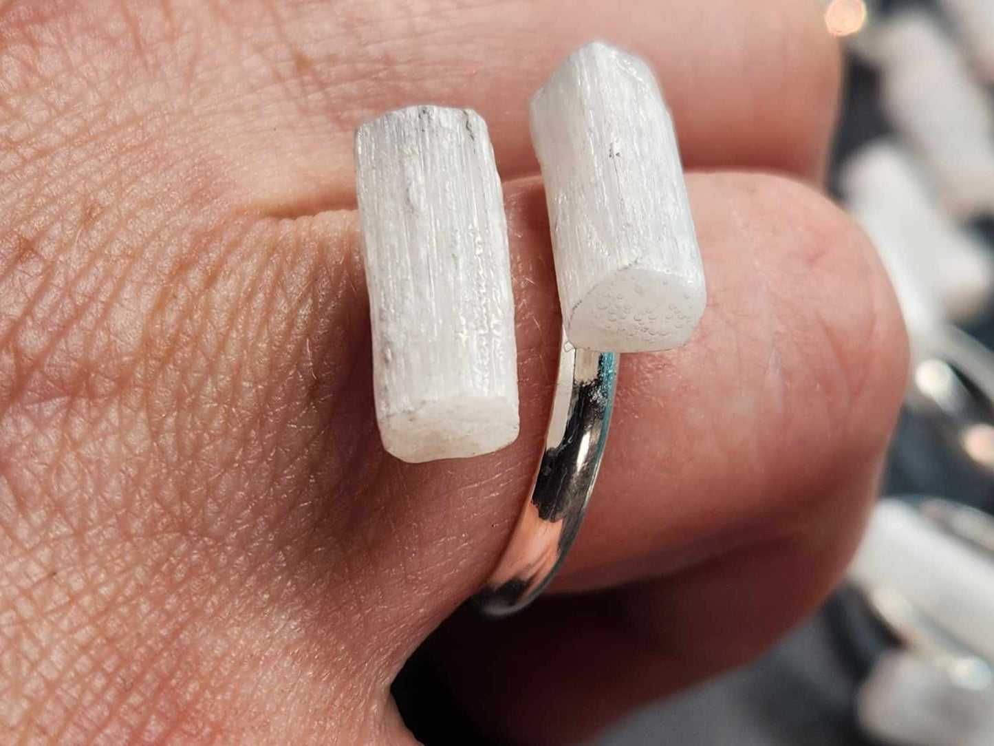 Sweet and Spirited Selenite Adjustable Rings - Success