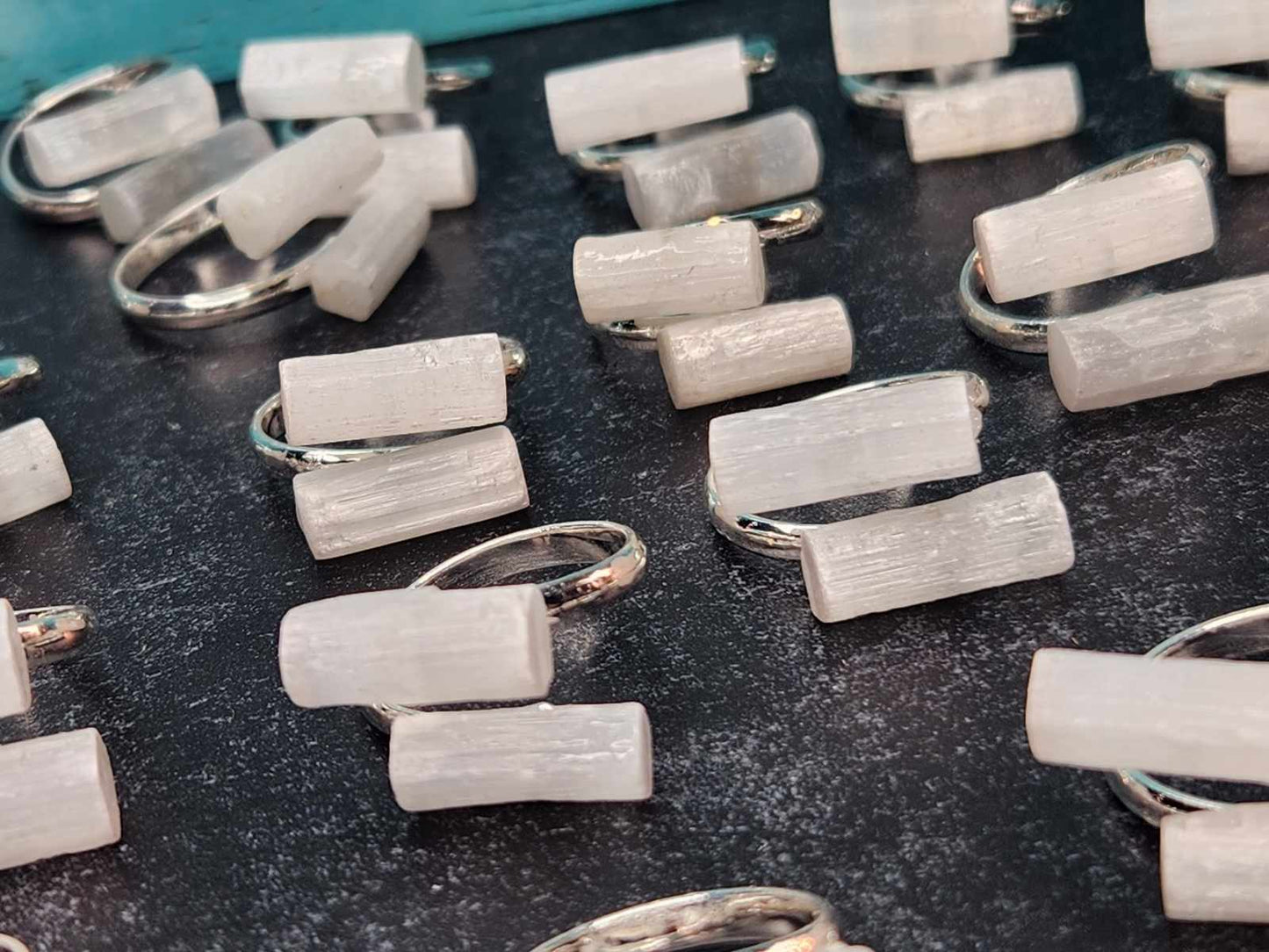 Sweet and Spirited Selenite Adjustable Rings - Success