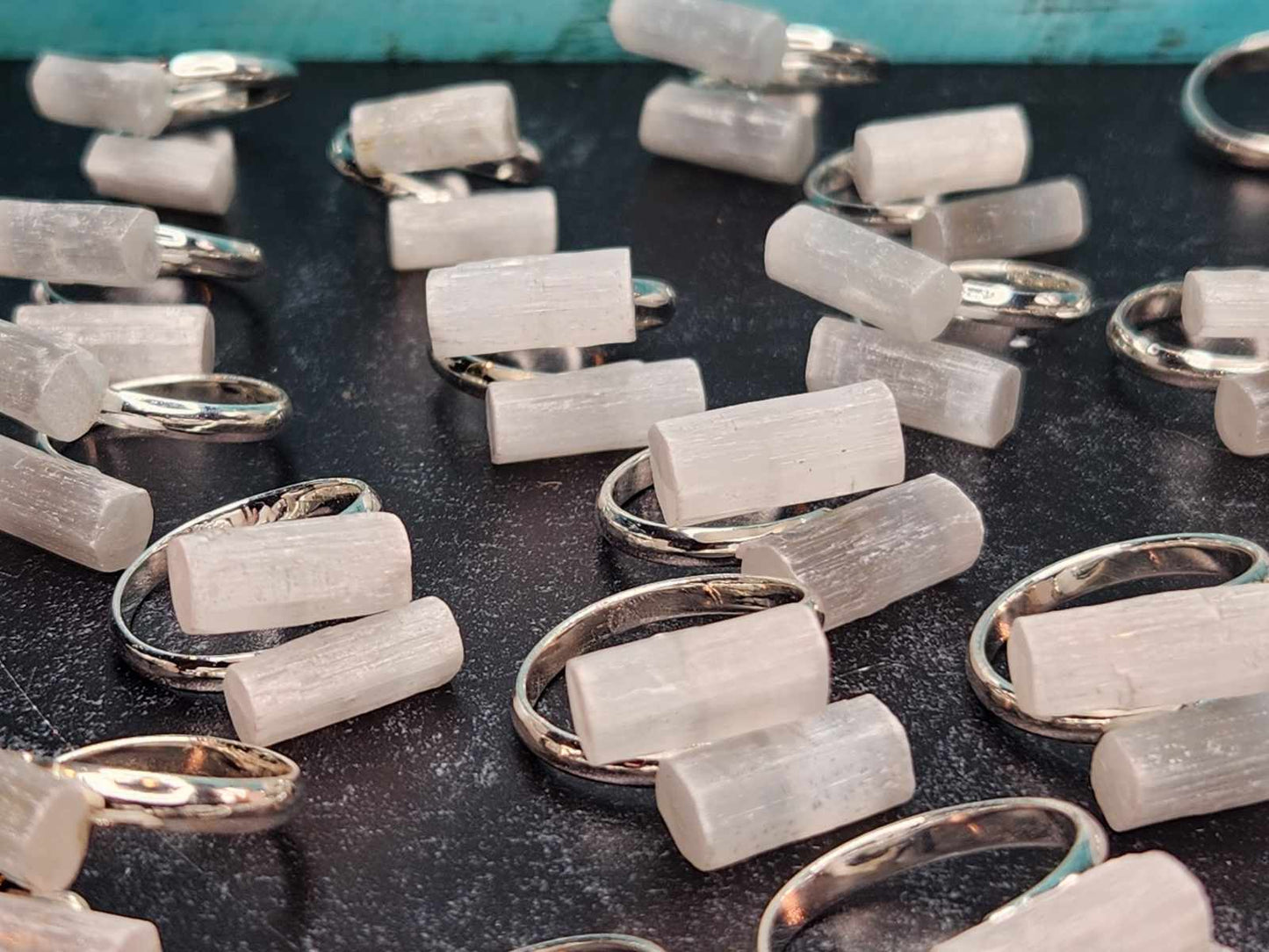 Sweet and Spirited Selenite Adjustable Rings - Success