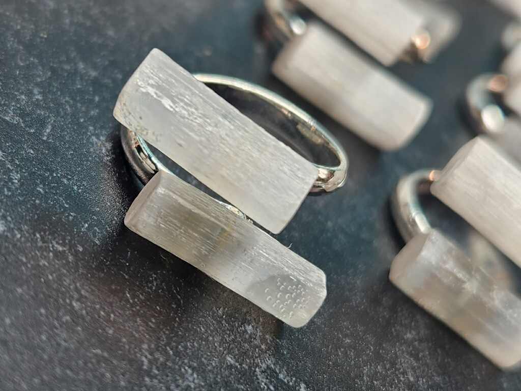 Sweet and Spirited Selenite Adjustable Rings - Success