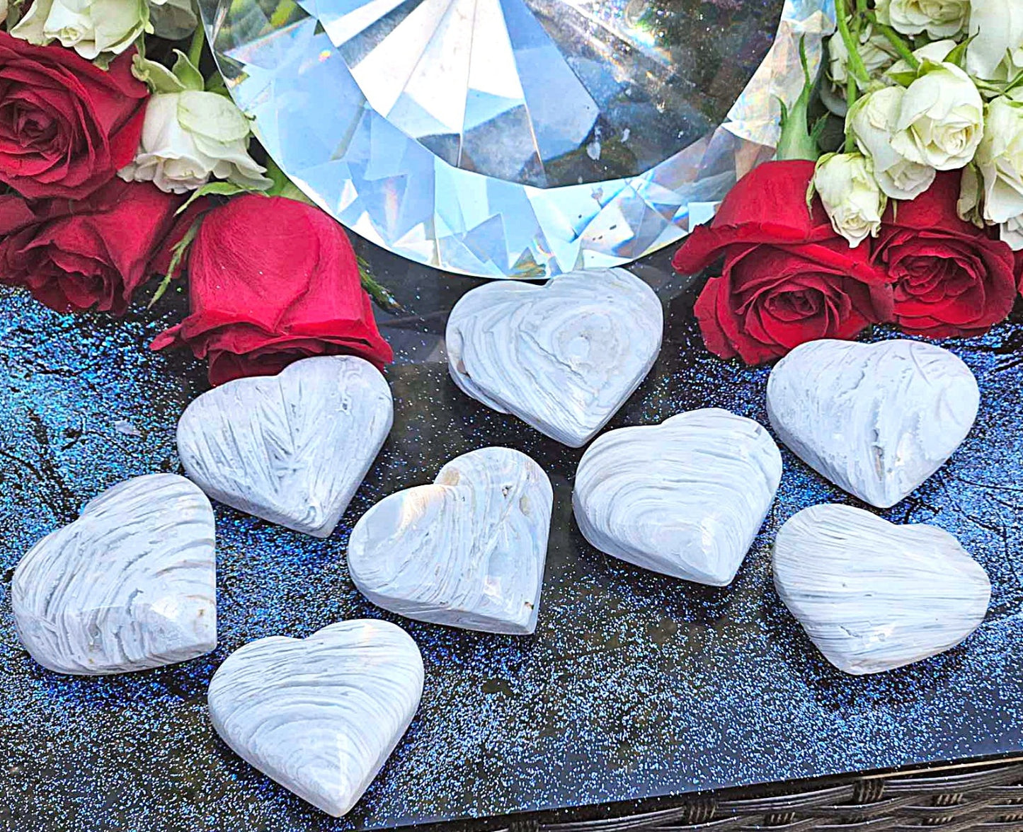 Mexican Crazy Lace Agate Hearts - Glamour