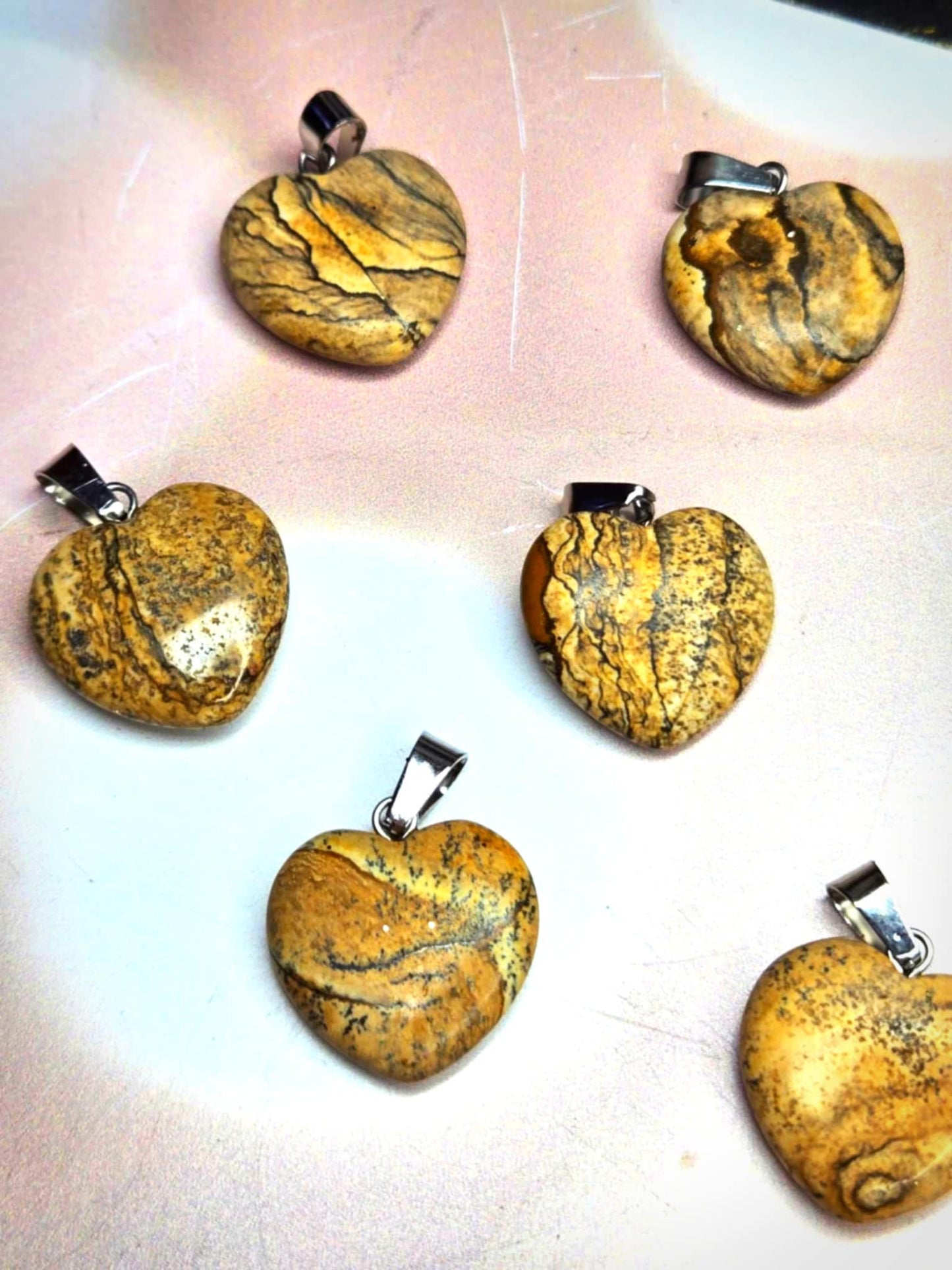 Pretty as a Picture Jasper Heart Pendants - Glamour