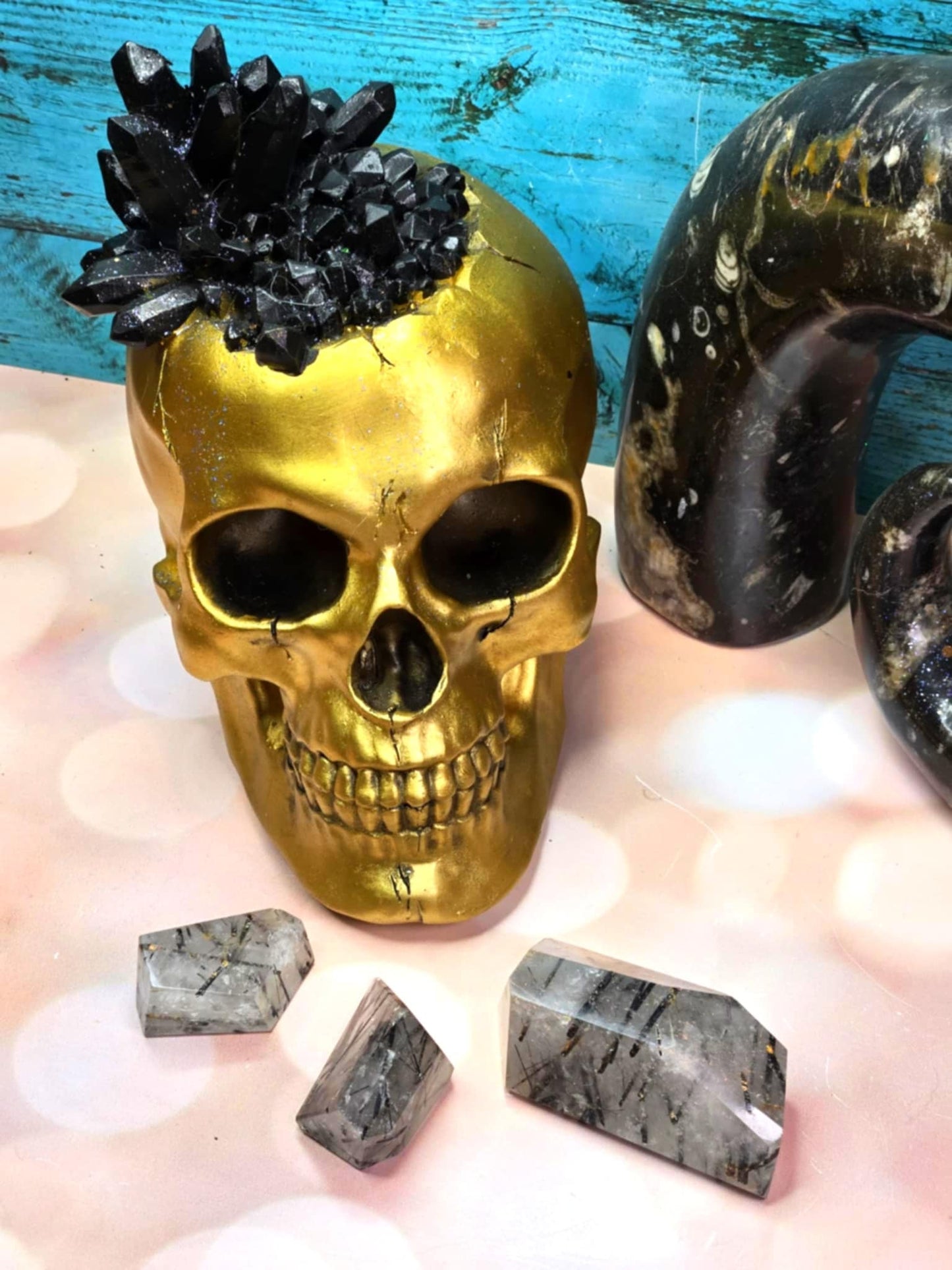 Be Gone Tourmalated Quartz Free Forms - Protection