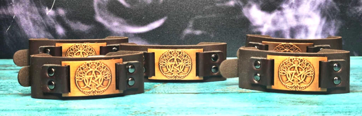 Tree of Life Vegan Leather Cuffs - Money Huney