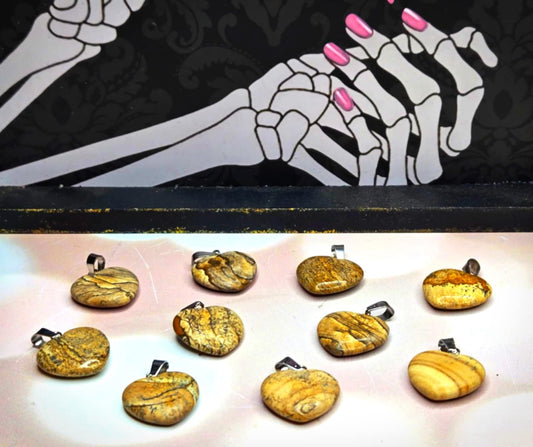 Pretty as a Picture Jasper Heart Pendants - Glamour