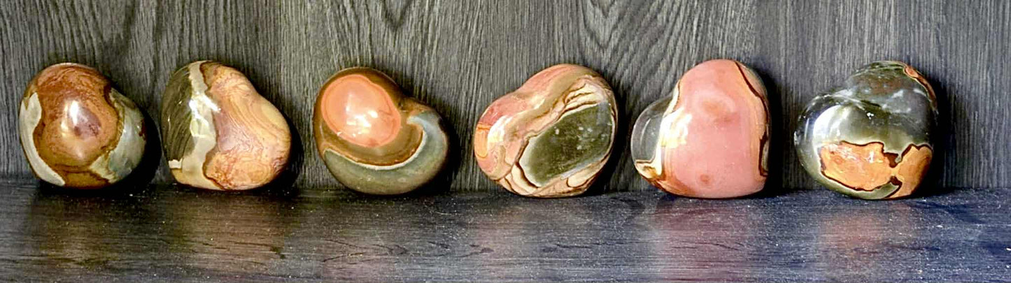 Sunrise Polychrome Jasper Hearts - Power