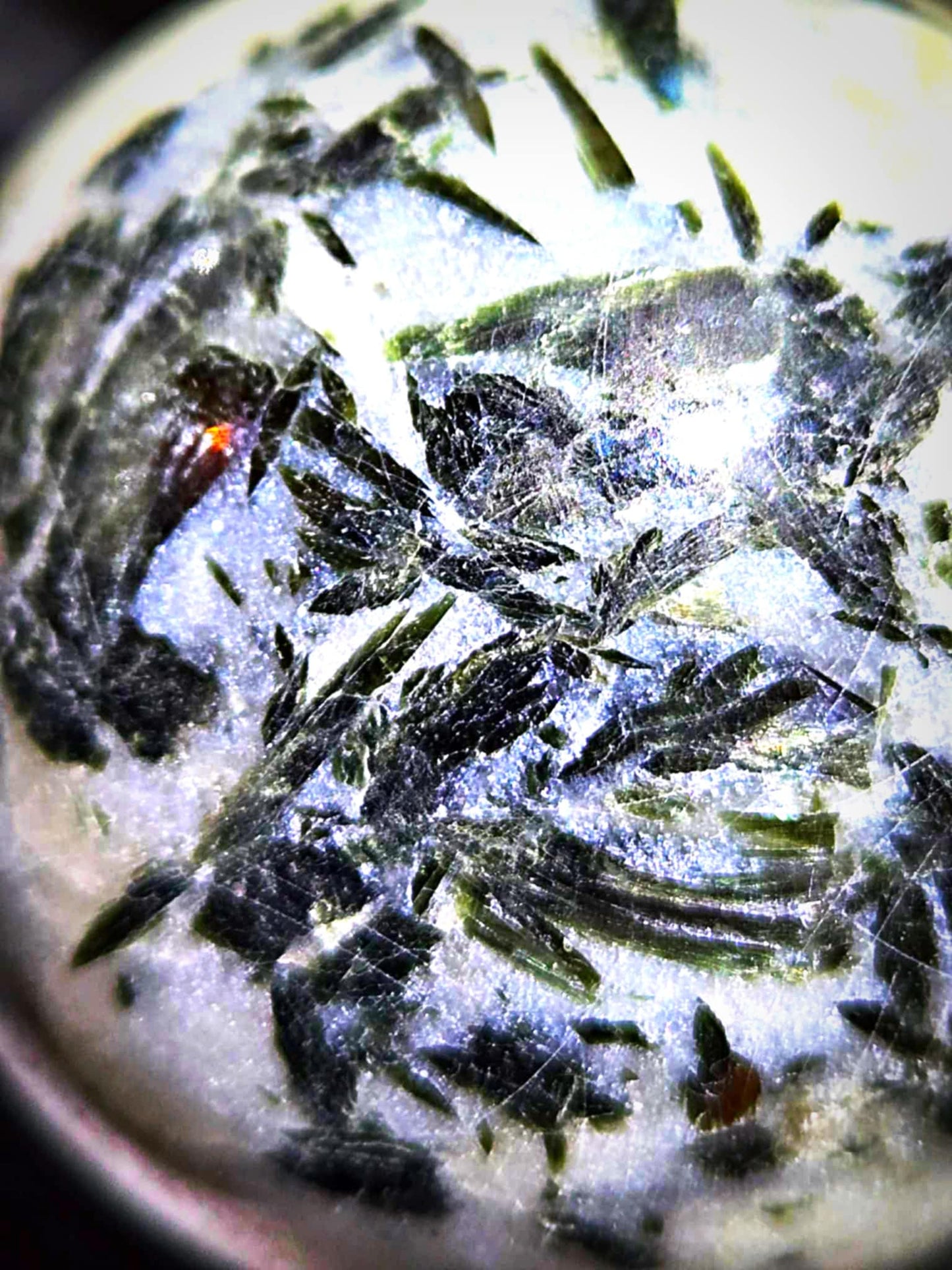 Green Tourmaline in Quartz Spheres - Illuminate