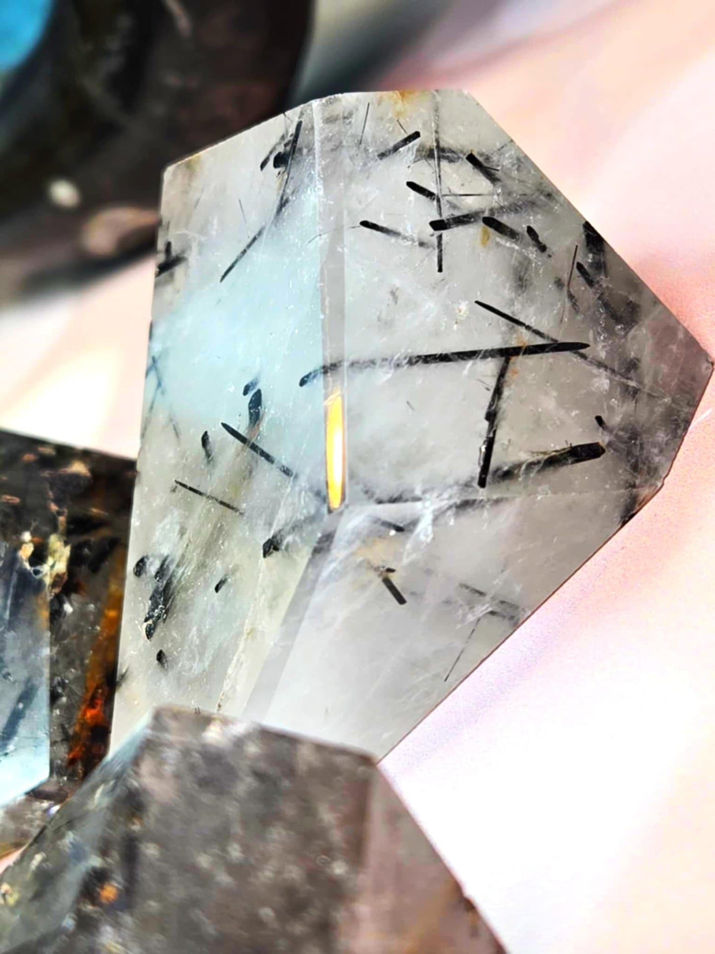 Be Gone Tourmalated Quartz Free Forms - Protection