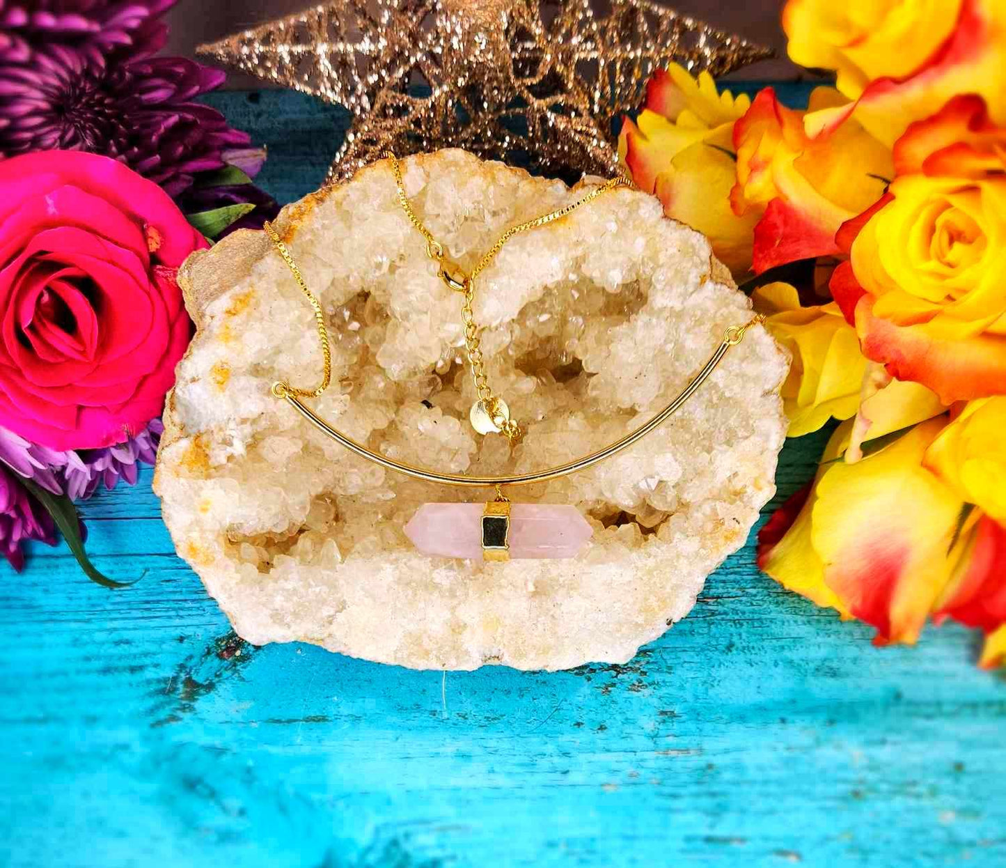 💐That is SO Pretty! Rose Quartz Bar Necklace - Mother’s Day (Unconditional Love)