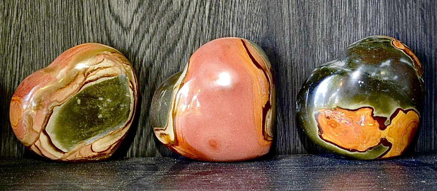 Sunrise Polychrome Jasper Hearts - Power