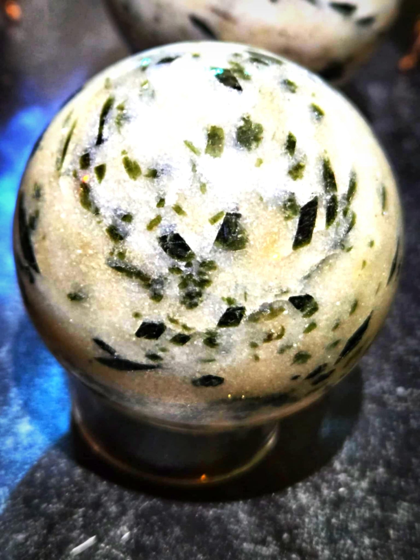 Green Tourmaline in Quartz Spheres - Illuminate