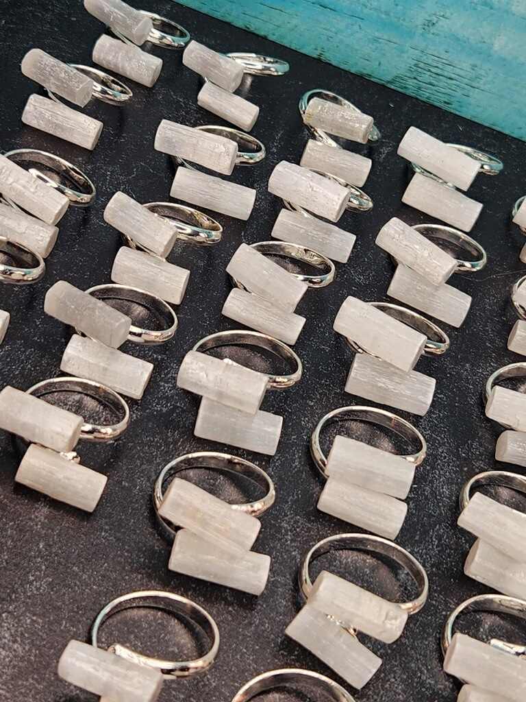 Sweet and Spirited Selenite Adjustable Rings