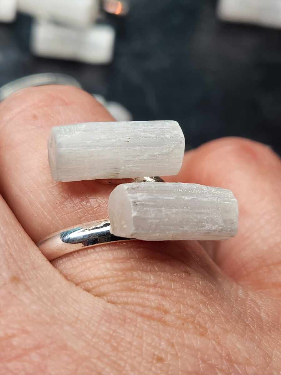 Sweet and Spirited Selenite Adjustable Rings