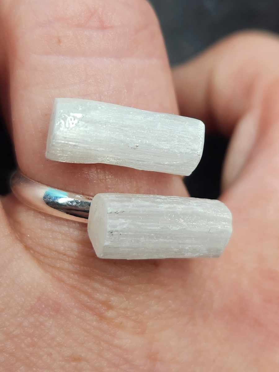 Sweet and Spirited Selenite Adjustable Rings