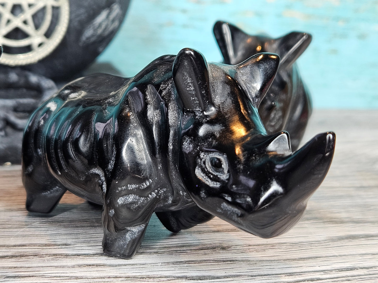 Fierce and Feisty Obsidian Rhinos