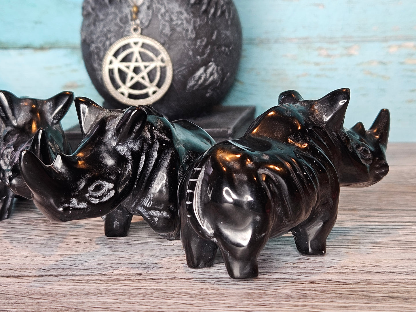 Fierce and Feisty Obsidian Rhinos