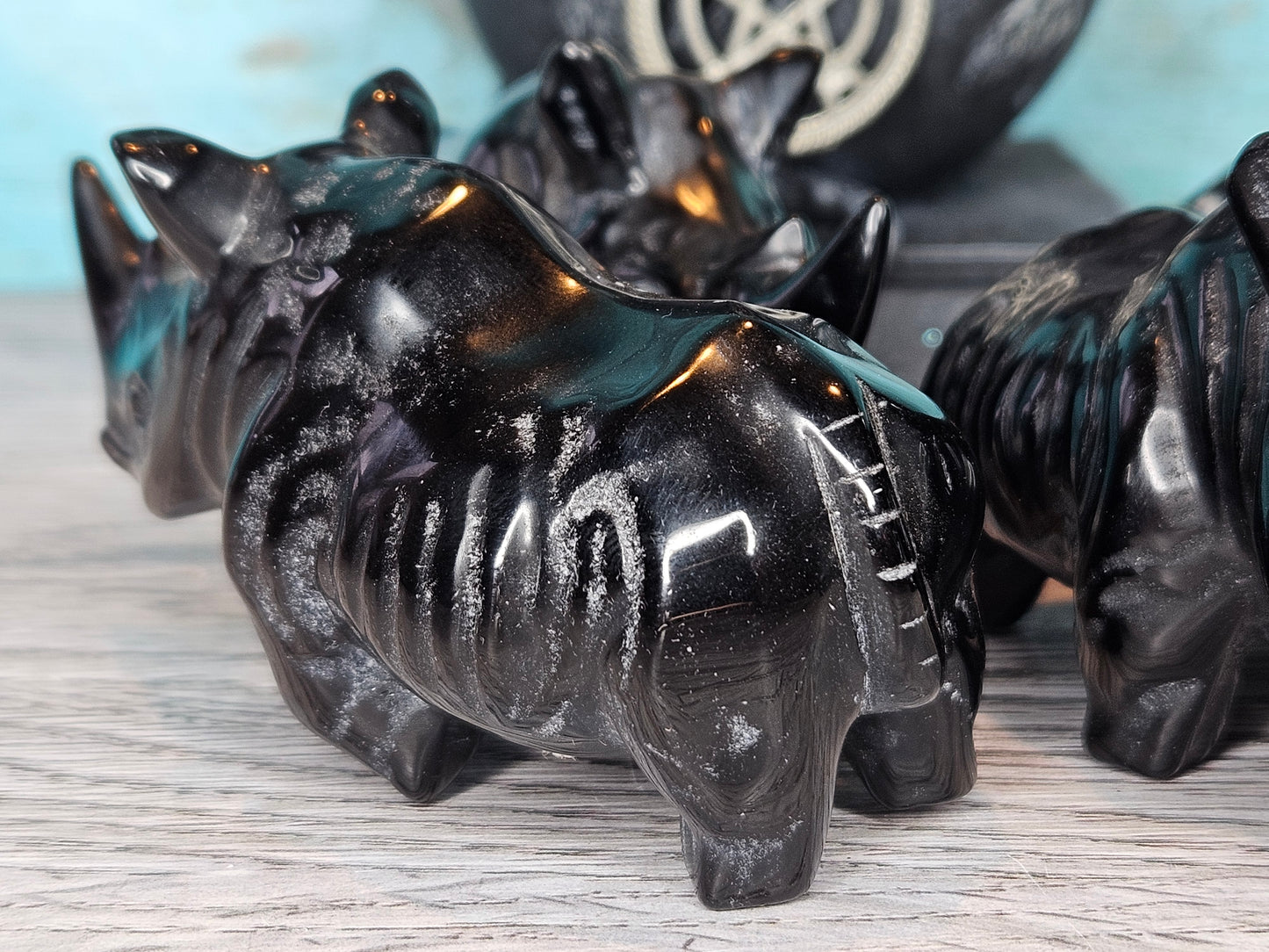 Fierce and Feisty Obsidian Rhinos