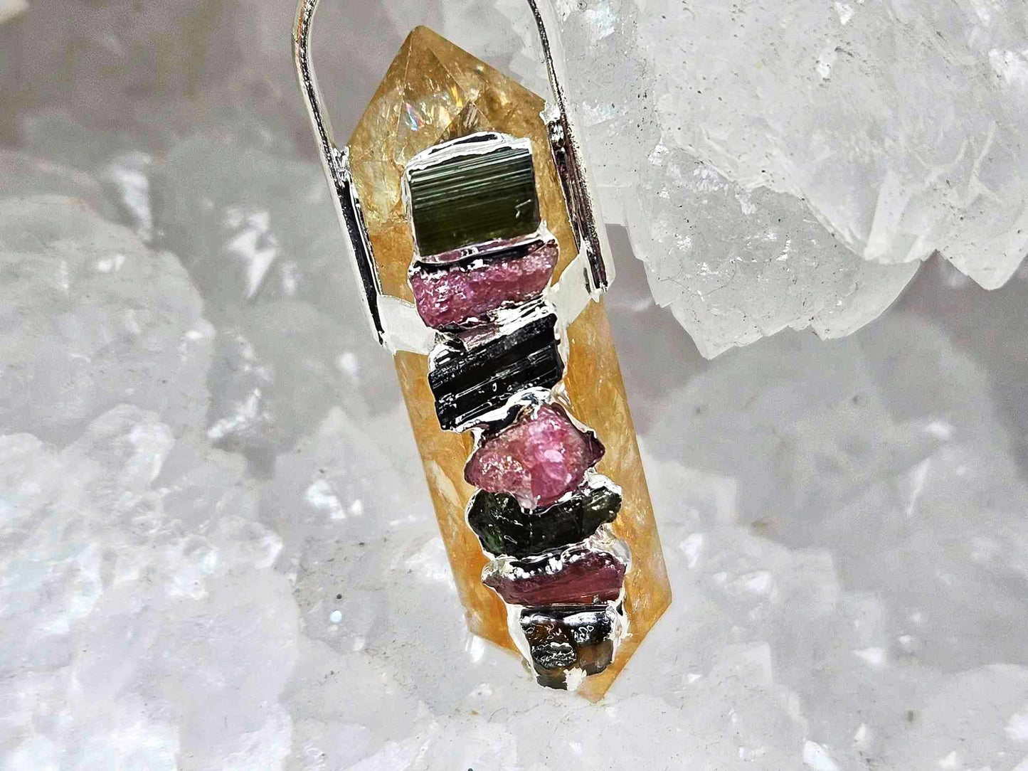 Golden Goddess Citrine Tourmaline Pendants