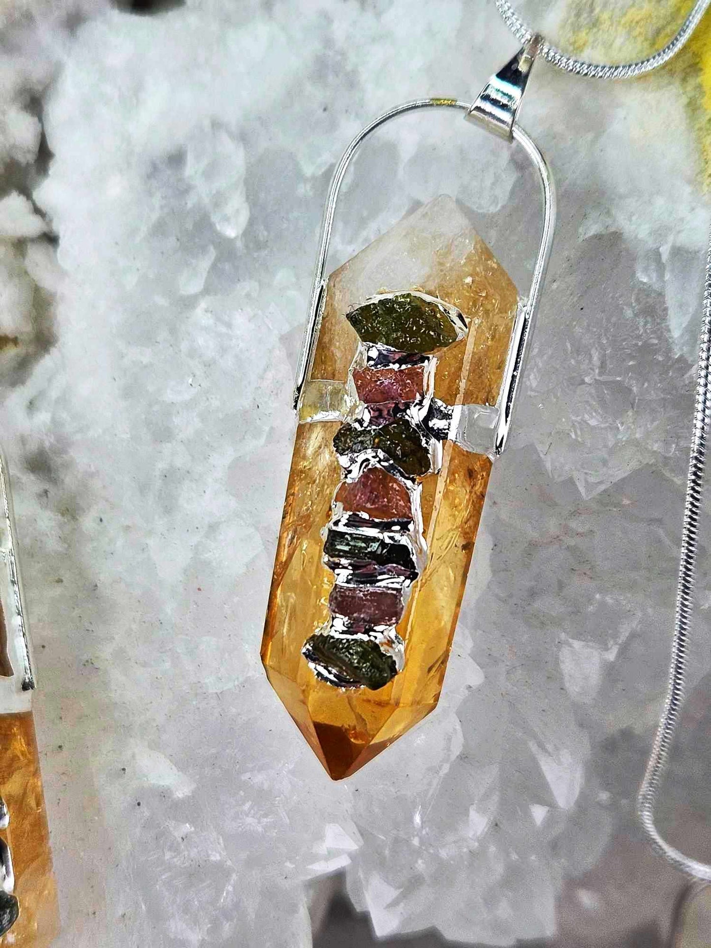 Golden Goddess Citrine Tourmaline Pendants