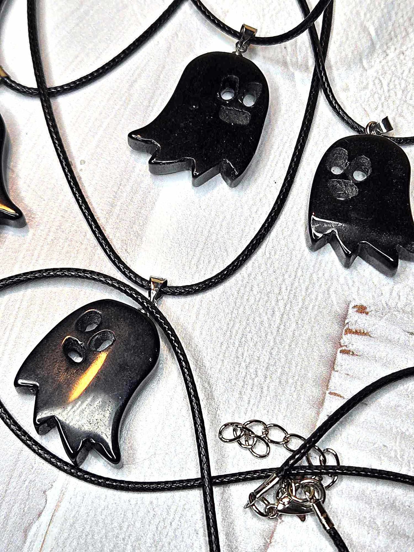 Your Ghostie Friend Obsidian Pendant