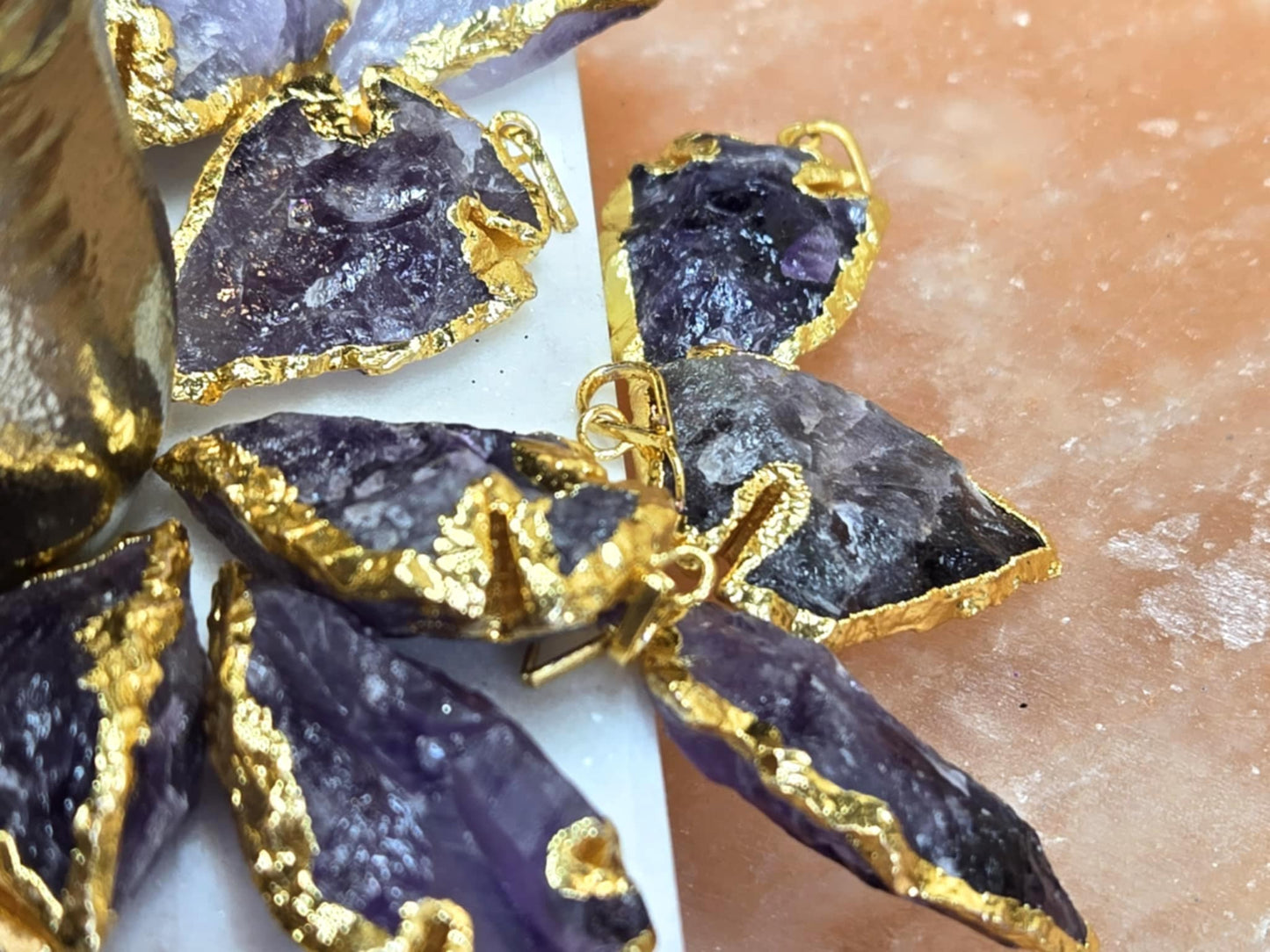 Fuck Outta Here Amethyst Spade Pendants