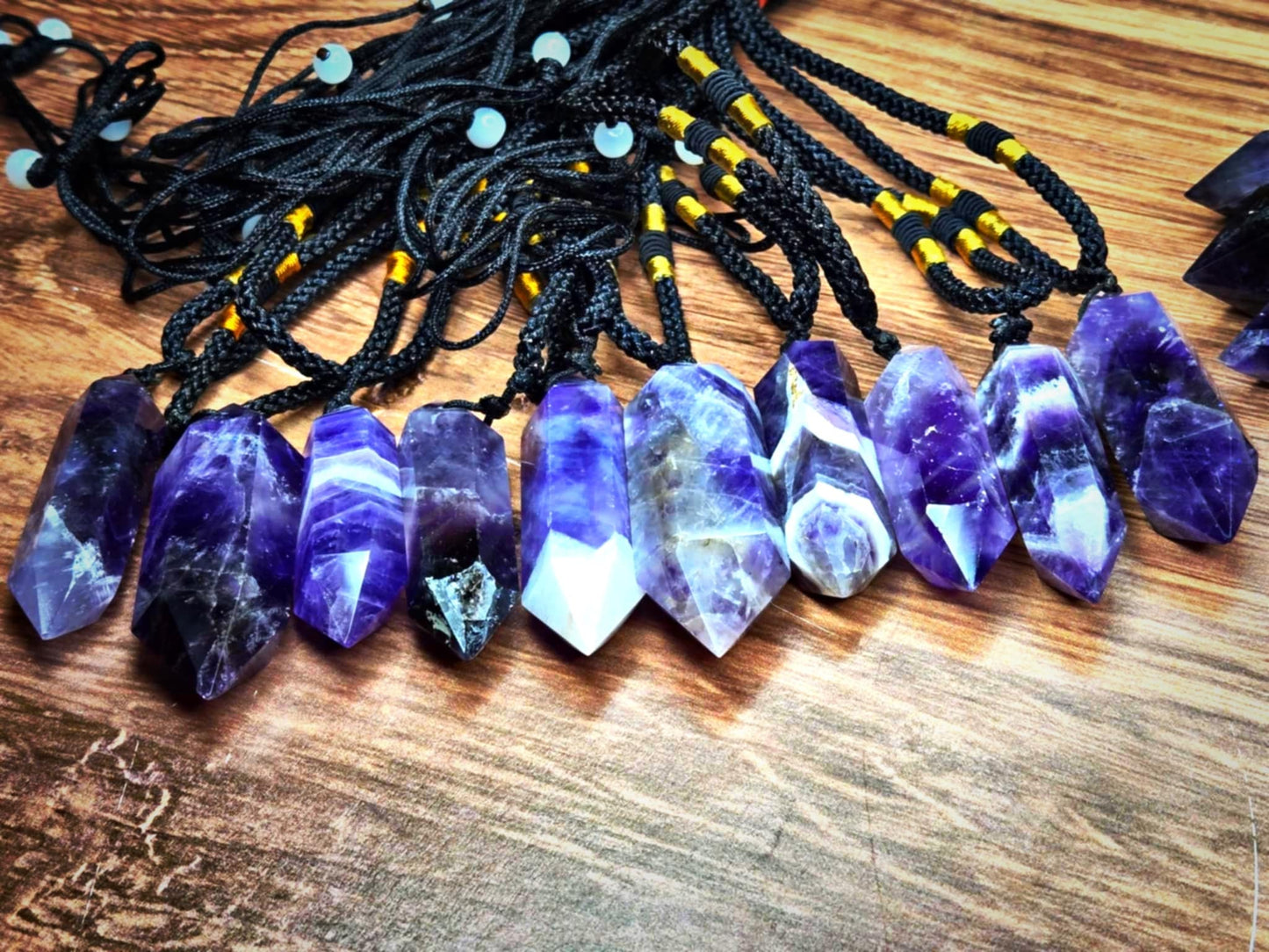 Wholeness Chevron Amethyst Pendants