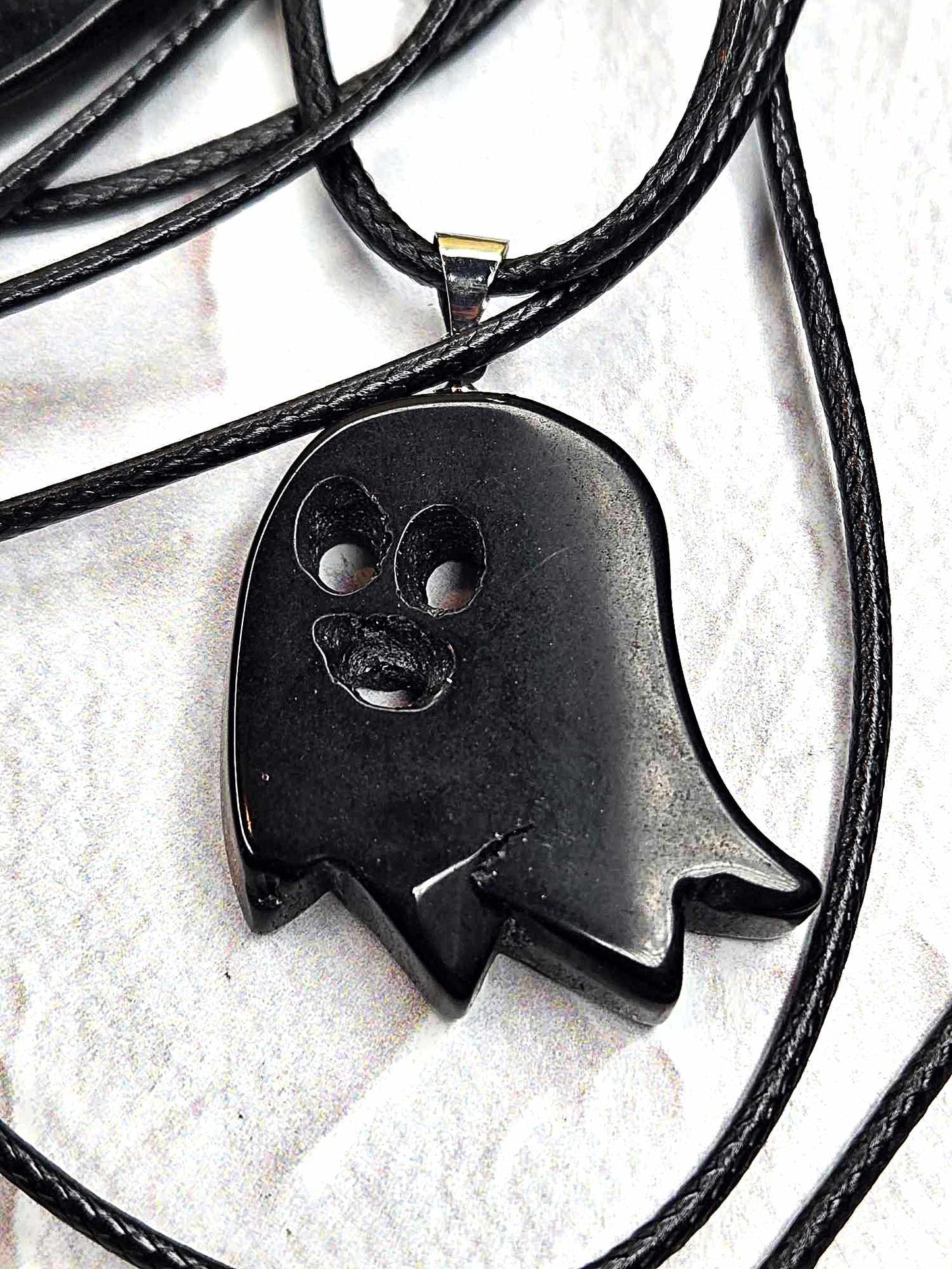 Your Ghostie Friend Obsidian Pendant