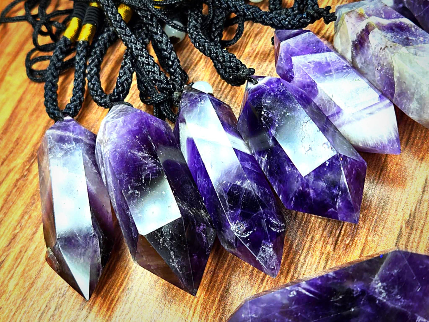 Wholeness Chevron Amethyst Pendants