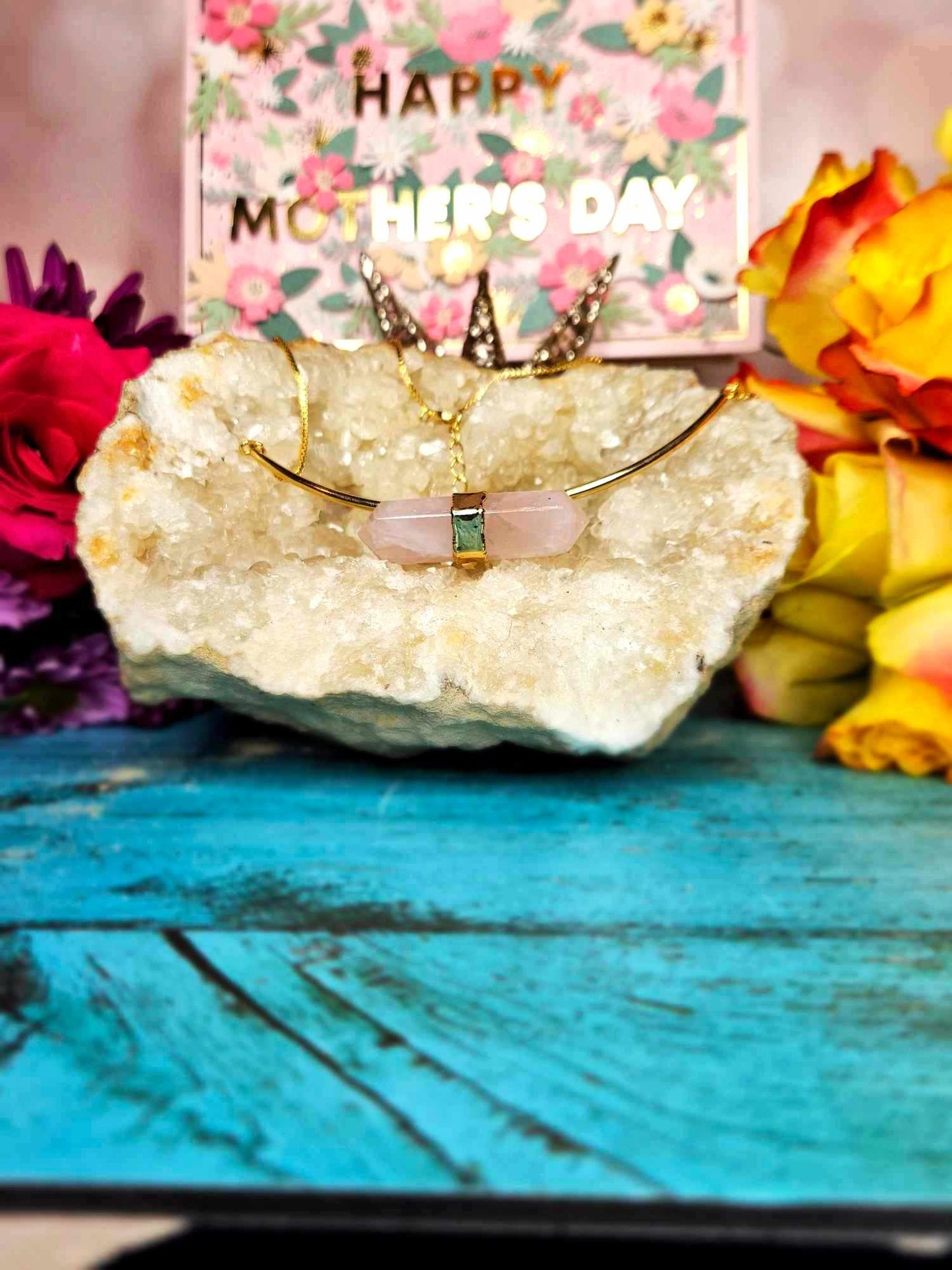 💐That is SO Pretty! Rose Quartz Bar Necklace