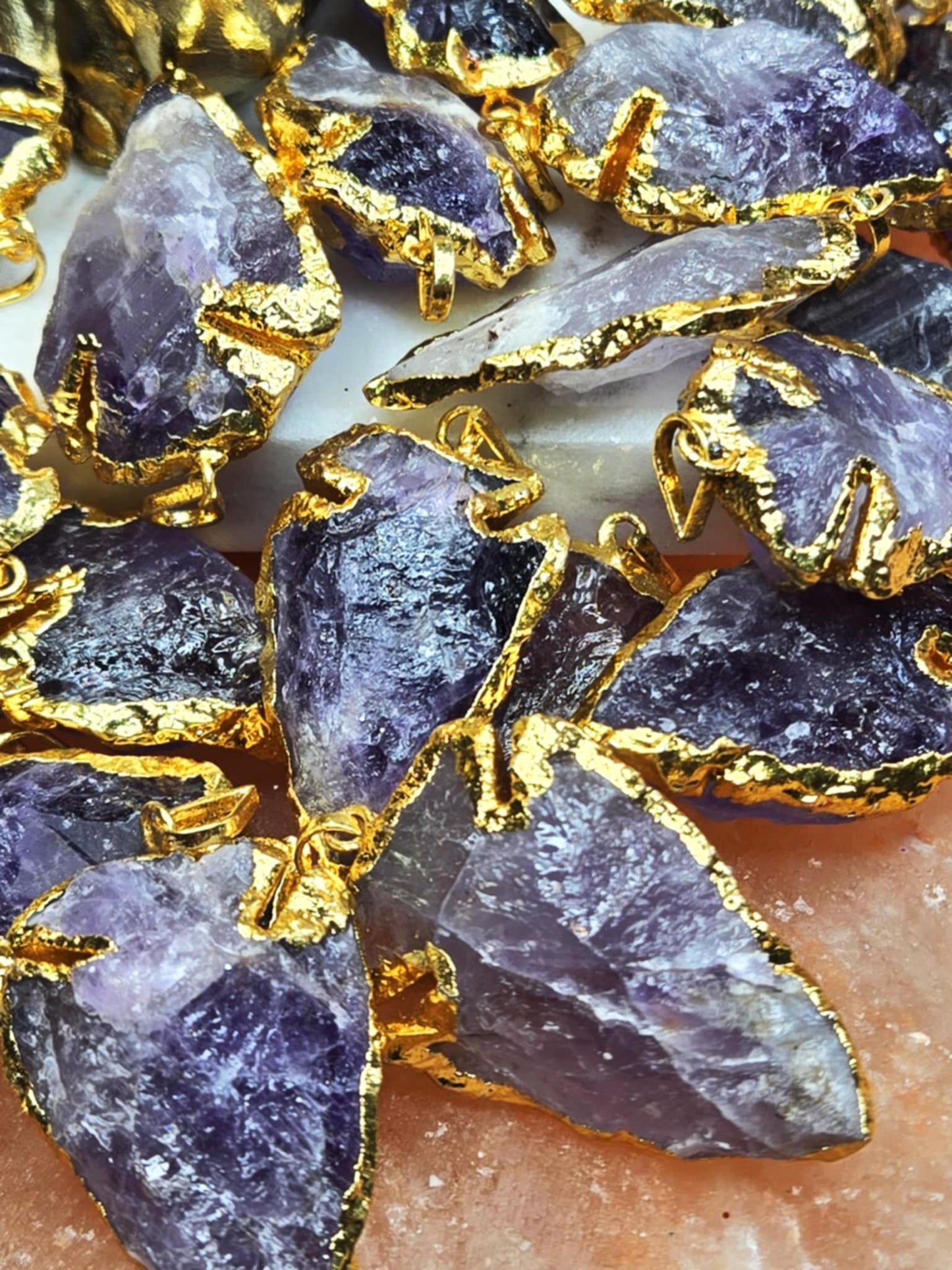 Fuck Outta Here Amethyst Spade Pendants