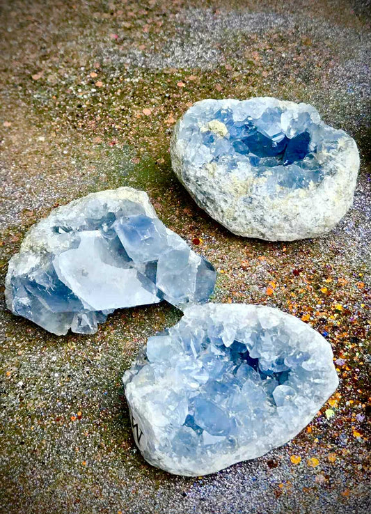 Starlight Celestite Clusters - Rescue Me